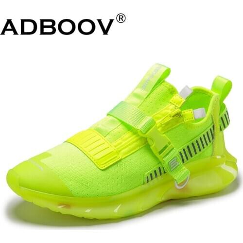 ADBOOV New 2020 Zip Fashion Sneakers Men TPU Popcorn Sole Sport Shoes Knit Upper Breathable Trainers Shoes Male