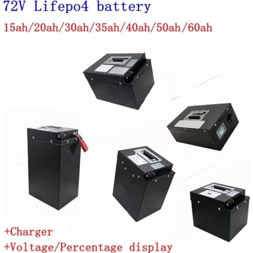 New deep cycle 72V 15ah 20ah 30ah 35ah 40ah 50ah 60ah Lifepo4 battery bms 24S for motorcycle ebike scooter +5A Charger