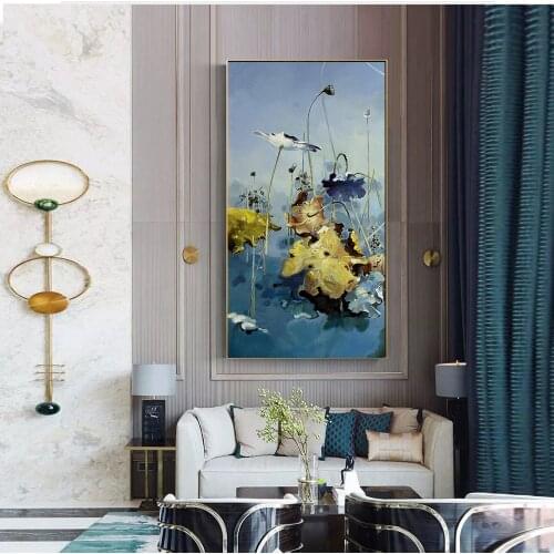 Watercolor Modern Abstract Painting Wall Art Poster Paint withered lotus leaf Prints on Canvas For Living Room Home Decoration