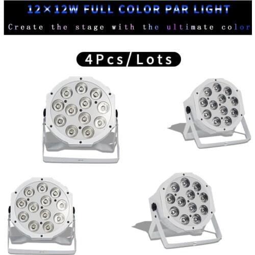 4Pcs/lots 12x12w With Remote Control White Led Par Light 12*12W RGBW 4 in 1 FDisco DJ Bar Party Wedding Stage Light
