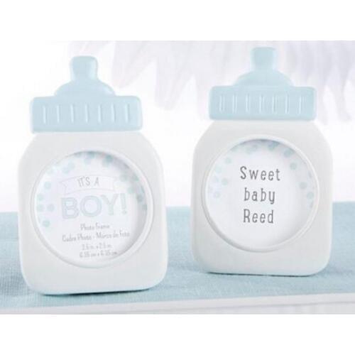 FREE SHIPPING+"Its a Boy!" Classic Blue Baby Bottle Photo Frame Baby Shower Favors Party Giveaway Gift for Guest+100pcs/LOT