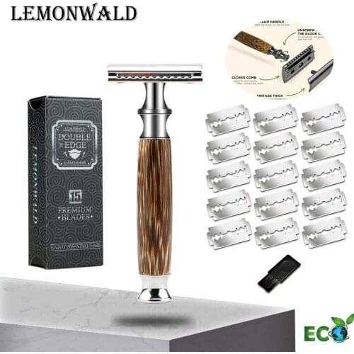 LEMONWALD Safety Razor Quality Razors Edge Razor Blades Eco Friendly Shaving Razor Made Of Bamboo&Copper,Zero Waste