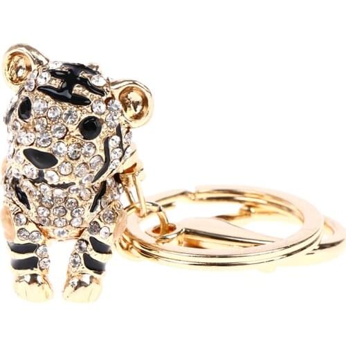 Zinc Alloy Cartoon Tiger Car Keychain Charm Bag Key Chain Holder Handbag Jewelry Pendant
