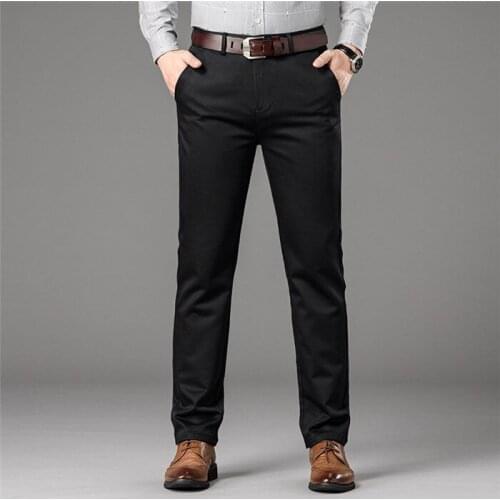 Man Chino Pants Pockets Business Fashion Male 2020 Autumn Clothing Blue Black Khaki Dark Grey Men Smart Casual Trousers,8018
