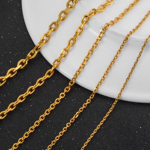 Width 1.6mm/2.4mm/3mm/4mm/5mm Stainless Steel Rolo Chain In Gold Color High Quality Charm Pendant Link Necklace Chain Wholesale