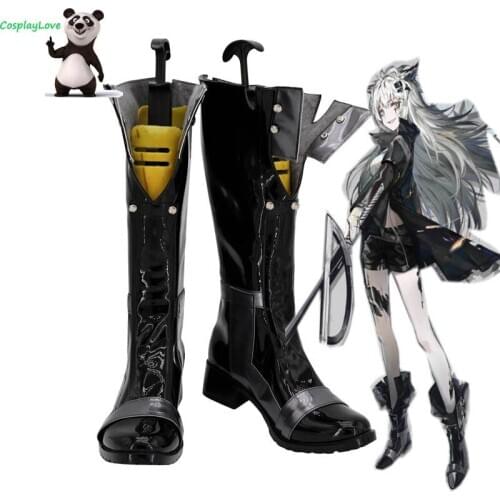 Arknights Lappland Black Shoes Cosplay Long Boots Leather Custom Made For Party Christmas Halloween