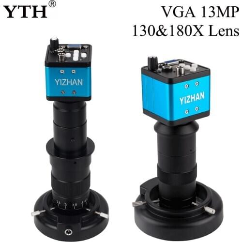 VGA 13MP Monocular Microscope Digital Camera Set + 130X Or 180X Adjustable Lens + LED Light Suit Pcb For Repair Phone Soldering