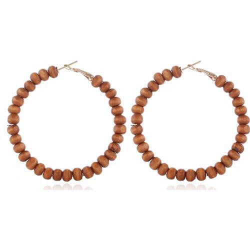 Cheap simple wooden beaded earrings for women Ladies everyday earrings