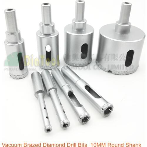 DIATOOL 8pcs Vacuum Brazed Diamond Drill Core Bits Drilling Hole Saw Granite Marble Stone Ceramic Glass Masory 10mm Round Shank
