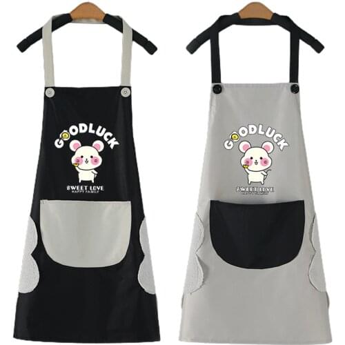 Women Men Apron Cute Oil Proof Kitchen Aprons with Hand Wipe Towels for Cooking Baking Gardening
