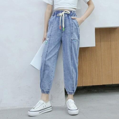 Girls Jeans New Foreign Gas Pants In The Big Children Korean Version of The Slim Fashion Summer Pants Boys Jeans
