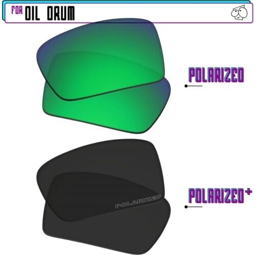 EZReplace Polarized Replacement Lenses for - Oakley Oil Drum Sunglasses - Black P Plus-Green P