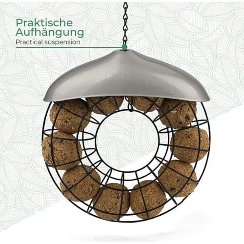 Bird Feeder Windproof Rainproof Fat Ball Holder Round Wreath Metal Hot Sale Hanging Outdoor Bird Feeder With Large Food Ring