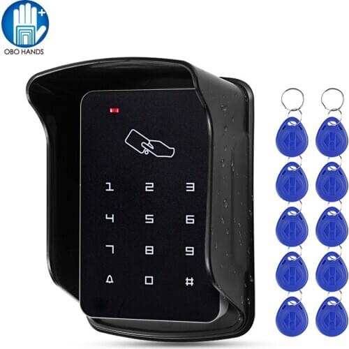 Access Control Keypad Standalone RFID Door Opener Programmer 1000 User with Waterproof Cover 125KHz Keyfobs for Door Lock System