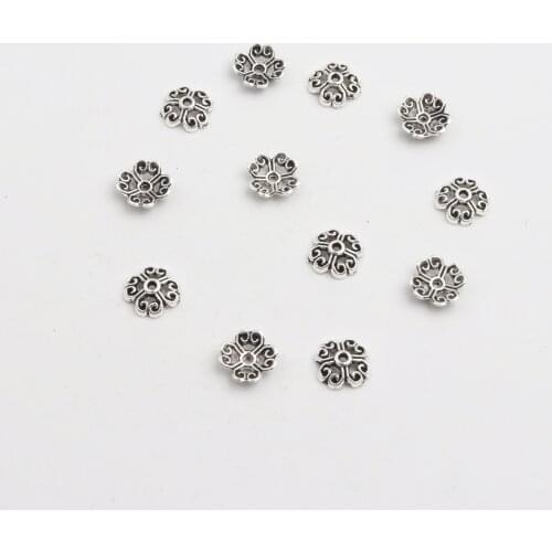 50pcs Antique Copper Silver Bronze Gold Four Petals With Holes Shape Coherer Spacer Alloy Bead Caps For Jewelry DIY Handmade
