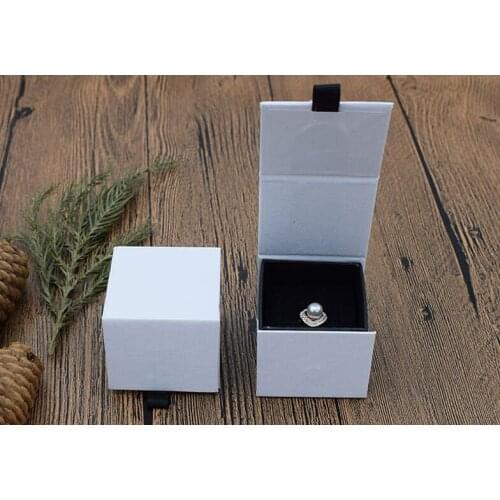 120pcs/lot White Ring Box with top and bottom5.3*5.5*4.5CM Ring Earring Boxes Jewelry Packaging Display Carrying Case Gift Boxes