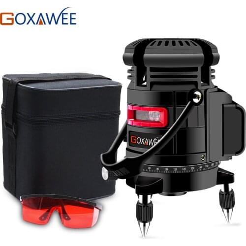 GOXAWEE 360 Degrees Rotary 5 Line 6 Points Laser Level Vertical & Horizontal 3D Automatic Self Leveling With Outdoor Mode
