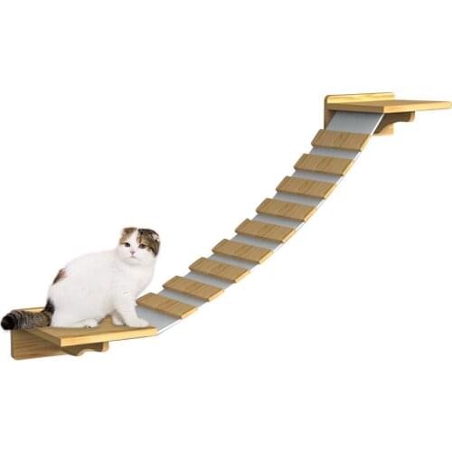 Cat Ladder Steps Climbing Shelf Cat Bridge Climbing Wall Wood Step Pet Kitten Bed Scratching Post Jumping Bridge Pet Furniture