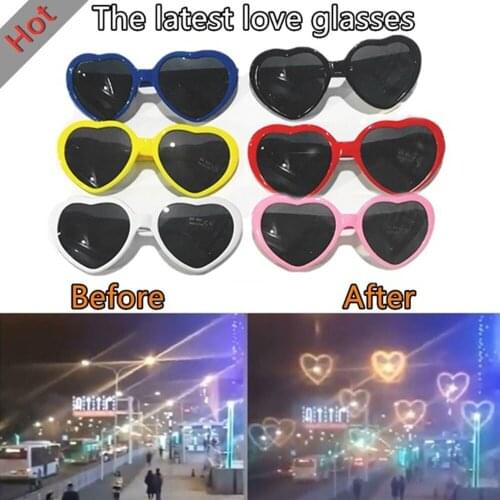 Fashion Love Heart Shaped Effect Glasses Diffraction Heart Glasses Watch Lights Change to Heart Shape At Night Women Sunglasses