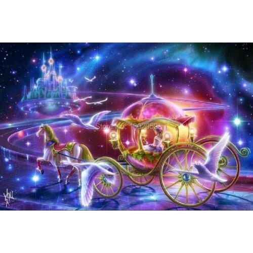 High Quality Avilable Embroidery Cross Stitch Kit White Snow Princess Angel And Carriage 18CT/16CT/14CT/11CT/9CT