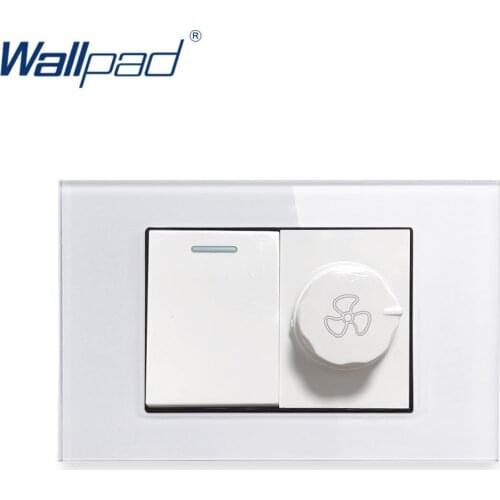 1 Gang 2 Way With Fan Wall light Switch Wallpad Luxury Tempered Glass Panel Rocker Button 118*75mm 16A AC 110-250V