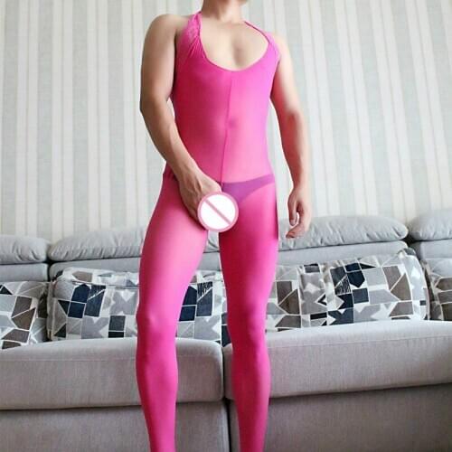 Sissy Open Crotch Nighties Mens Nightwear Sexy Bodystockings Male Sexy Underwear See Through Lace Suspenders Backless Lingerie