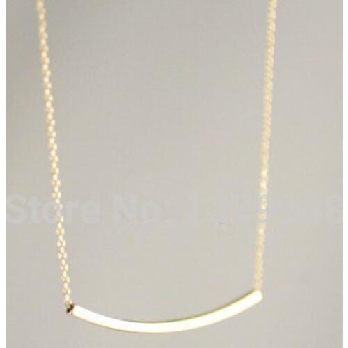 Curved bar shape necklace, simple design curved bar necklace cute pendant-necklace for women girl