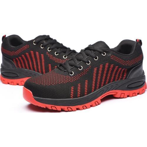 Steel Toe Work Climbing Shoes Lightweight Breathable Anti-slip Waterproof Rubber Outsole Safety Lace-up Sneakers Industrial Shoe