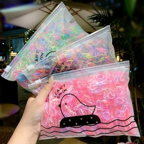 1000 Pcs/Bag Colorful Elastic Hair Bands Ponytail Holder Disposable Rubber Band Hair Scrunchies Kids Accessories Free Shipping