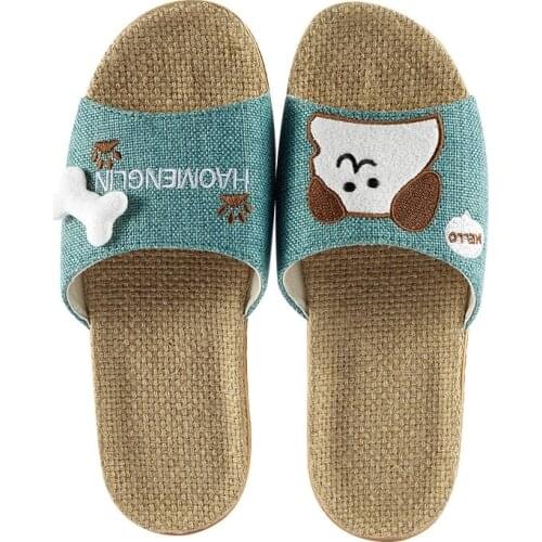 Summer Home Shoes For Women Men Breathable Flax Slippers Female Casual Slides Linen Flip Flops Lovers Indoor Slippers