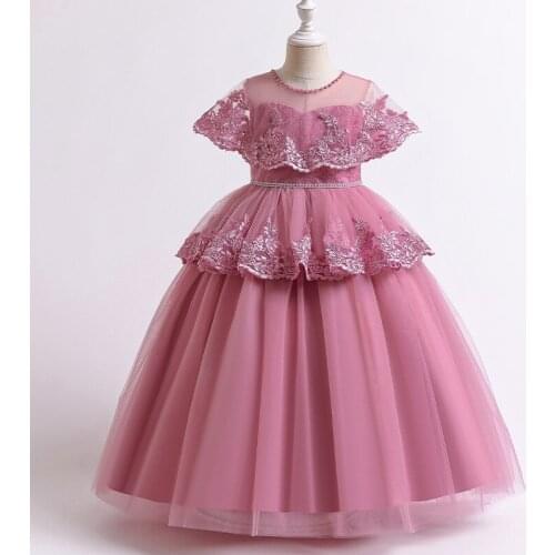 Beads Children Birthday Party Prom Tutu Princess Wedding Bridesmaid Evening Infant Long Summer Dress Vestidos Baby Girls Clothes