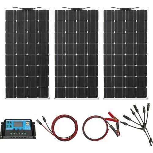 Solar panel system 100w 200w 300w panel solar fotovoltaico outdoor camping flexible solar panel 12v for home car boat