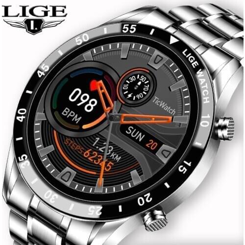 LIGE Men Smart Watch Bluetooth Call Blood Pressure Heart Rate Monitoring Multifunctional Sports Watches Waterproof Smartwatch