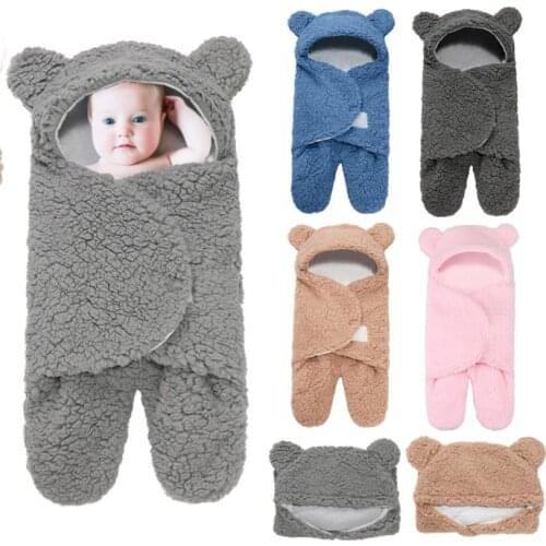Baby Sleeping Bag Ultra-Soft Fluffy Fleece Newborn Receiving Blanket Infant Boys Girls ClothesSleeping Nursery Wrap Swaddle