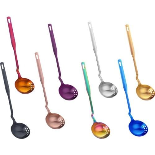 JOYLIVE 304 Stainless Steel Hot Pot Spoon Wall Mounted Household Cooking Utensils Soup Spoon Colander Integrated Spoons Set