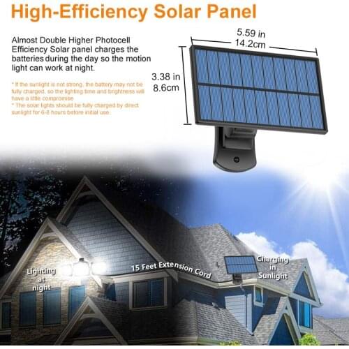 LED Solar Light 108 122 138 171 Waterproof Remote Control Wall Light Outdoor 3 Head Motion Sensor 270 Wide Angle Lighting