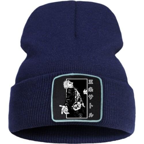 Jujutsu Kaisen Gojo Satoru Prints Beanie Caps Creativity Outdoor Unisex Hats Quality Breathable Knitted Cap Winter Warm Cap