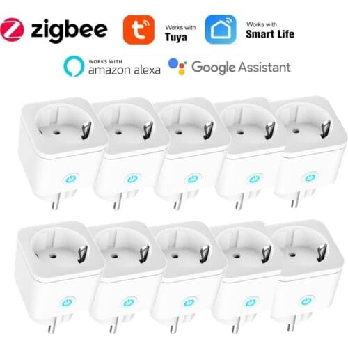 Tuya ZigBee Smart 16A EU Plug Power Monitor Timer Socket Remote Control Automation,Compatible Alexa Google Home,Need Gateway