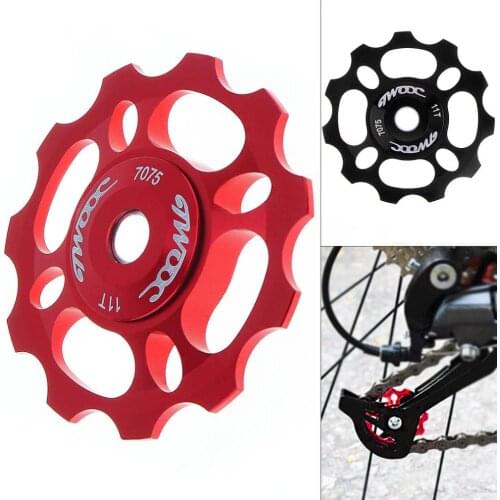 Universal CNC 11T Bicycle Rear Aluminum Alloy Derailleur Pulley Guide Wheel Cycling Ceramics Bearing Idler Pulley for MTB Bike