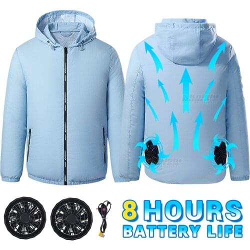Summer Cooling Fan Jacket Men Cycling Fishing Hiking Camping Windbreaker USB Power Supply Running Air Conditioning Clothing