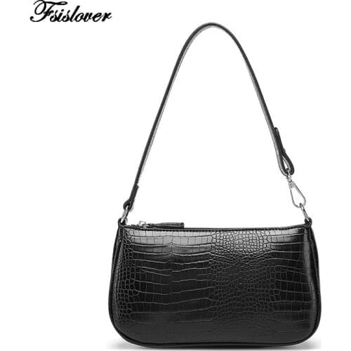 Vintage Alligator Baguette Shape Bag Luxury Leather Handbag 2020 New Fashion Shoulder Bag Womens Messenger Crossbody Bags