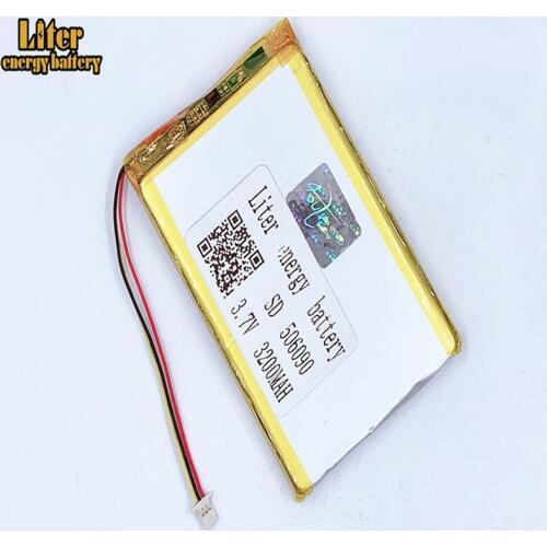 1.0MM 3pin connector 506090 3200ma 3.7V High quality lipo Battery lithium polymer rechargeable tablet pc 7 inch MP4 MP5 Battery