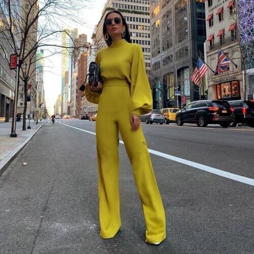 New Casual Wide Leg Summer Bodycon Jumpsuit Women 2019 Overalls Long Sleeve White Black Skinny Rompers Womens Jumpsuit Female