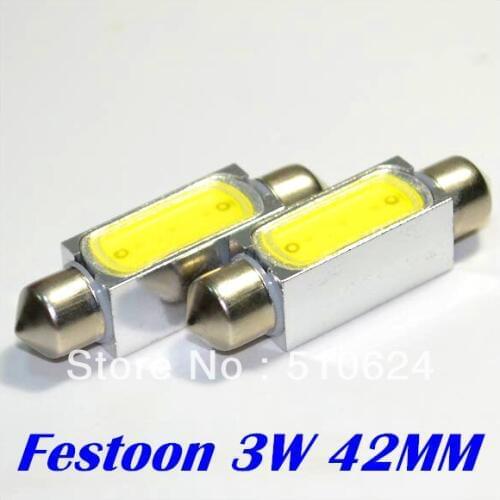 FestoonShipping 2X Festoon 42mm led 3W Car Auto Interior High Power 3W 42mm led Light White Festoon led Dome Lamp Bulb