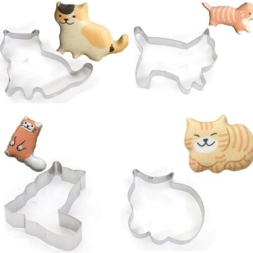 4pcs/set Animal Pet Cat Cookie Cutter Mold 3D Sugar Craft Pastry Biscuit Fondant Cake Baking Mould DIY Decorating Tool