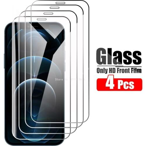 4 Pcs Tempered Glass For iPhone X XS Max XR 12 Mini 6 7 8 Plus SE 2020 Protective Glass On i Phone 11 Pro Screen Protector Film