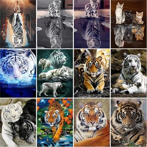 5D Diamond Painting Tiger Cat Animal Full Round Rhinestone Picture Embroidery Sale DIY Mosaic Painting Christmas Home Decor Gift