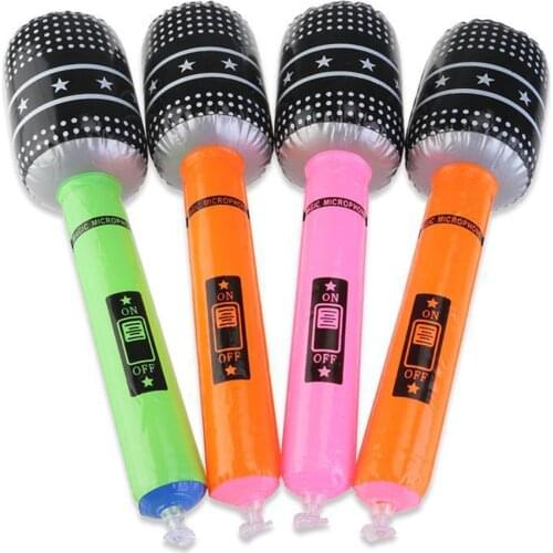 6pc Blow Up Microphone Music Inflatable Toys Plastic Microphone Kids Toy Gift 24CM Random Color