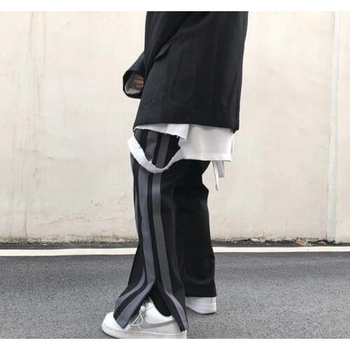 Tide Fashion Pants Men Hip Hop Street Loose Pants Mens Split Sweatpants Straight Leg Wide-leg Trousers Streetwear Mens Clothing