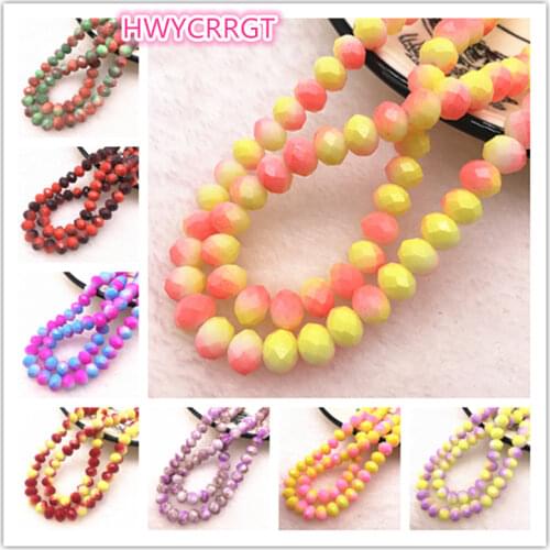 HOT 50pcs/lot 6x4/8x6mm Rondelle Austria Faceted Crystal Glass Beads Loose Spacer Beads for Jewelry Making Diy Bracelet